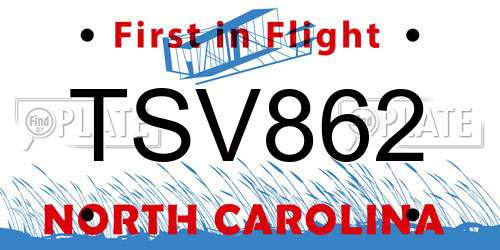 TSV862 North Carolina License Plate
