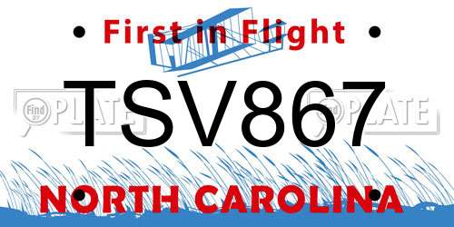 TSV867 North Carolina License Plate