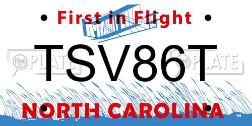 TSV86T North Carolina License Plate