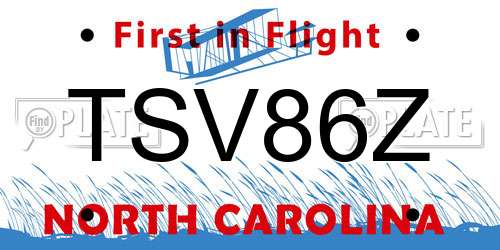 TSV86Z North Carolina License Plate