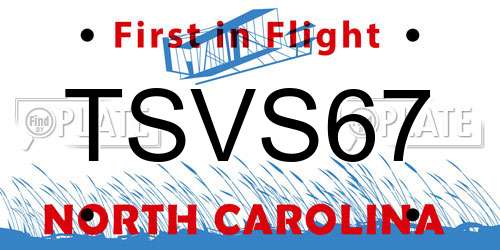 TSVS67 North Carolina License Plate