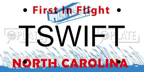 TSWIFT North Carolina License Plate