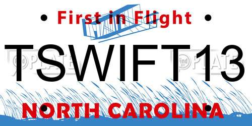 TSWIFT13 North Carolina License Plate