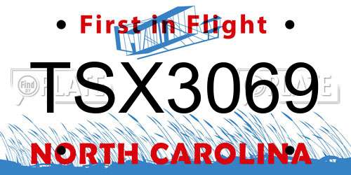 TSX3069 North Carolina License Plate