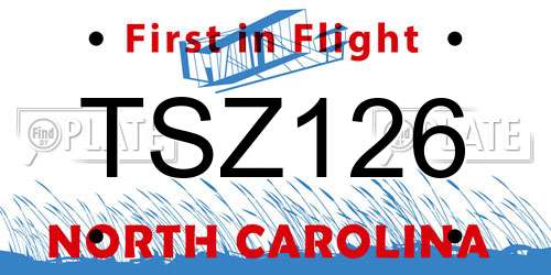TSZ126 North Carolina License Plate
