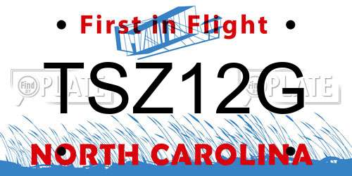 TSZ12G North Carolina License Plate