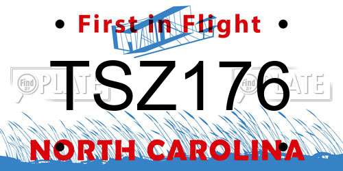 TSZ176 North Carolina License Plate