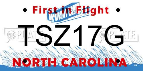 TSZ17G North Carolina License Plate