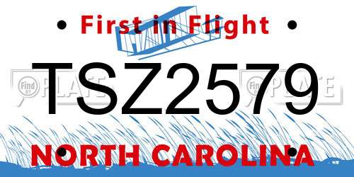 TSZ2579 North Carolina License Plate