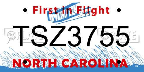 TSZ3755 North Carolina License Plate