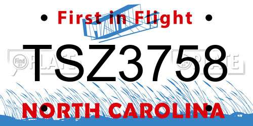TSZ3758 North Carolina License Plate