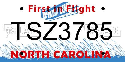 TSZ3785 North Carolina License Plate