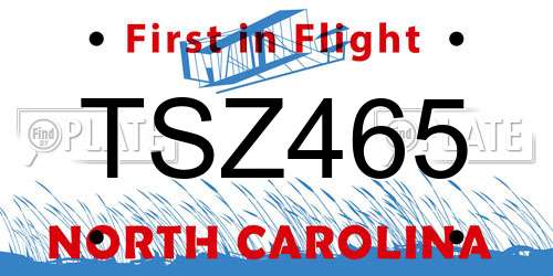 TSZ465 North Carolina License Plate