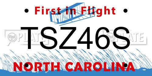 TSZ46S North Carolina License Plate