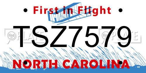 TSZ7579 North Carolina License Plate