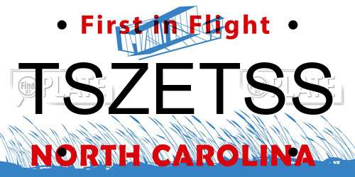 TSZETSS North Carolina License Plate