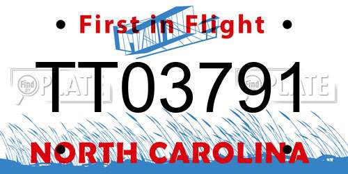 TT03791 North Carolina License Plate
