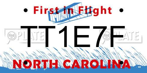 TT1E7F North Carolina License Plate