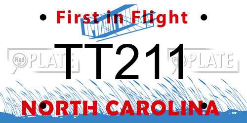 TT211 North Carolina License Plate