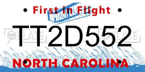 TT2D552 North Carolina License Plate