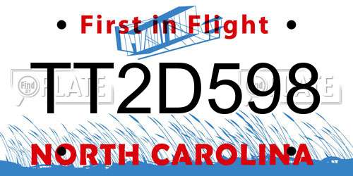 TT2D598 North Carolina License Plate