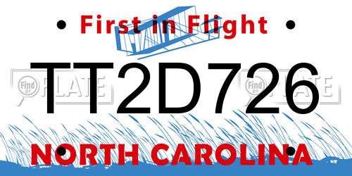 TT2D726 North Carolina License Plate