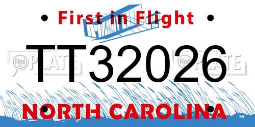 TT32026 North Carolina License Plate