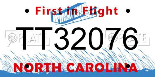 TT32076 North Carolina License Plate