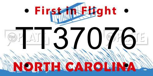 TT37076 North Carolina License Plate