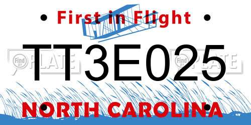 TT3E025 North Carolina License Plate