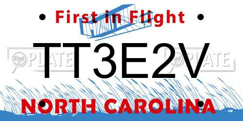 TT3E2V North Carolina License Plate