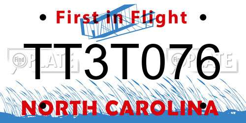 TT3T076 North Carolina License Plate