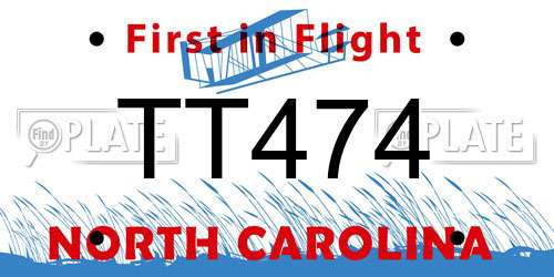 TT474 North Carolina License Plate