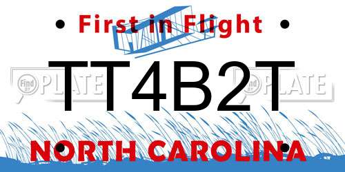 TT4B2T North Carolina License Plate