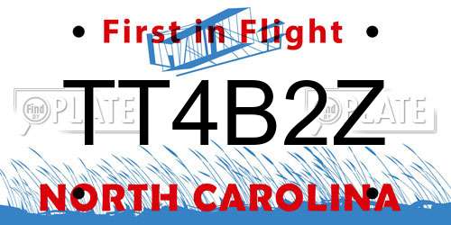 TT4B2Z North Carolina License Plate
