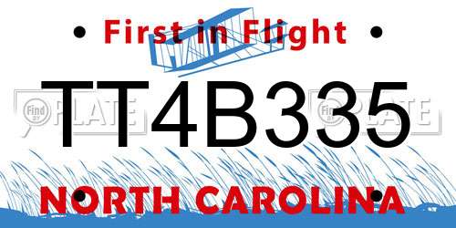 TT4B335 North Carolina License Plate
