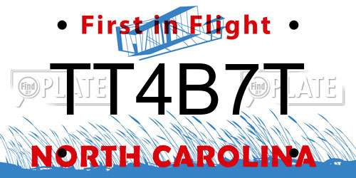 TT4B7T North Carolina License Plate
