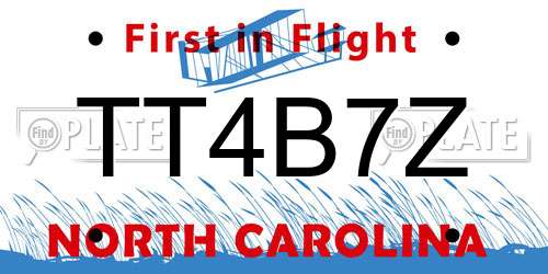 TT4B7Z North Carolina License Plate