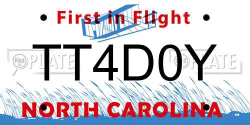 TT4D0Y North Carolina License Plate