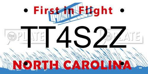 TT4S2Z North Carolina License Plate
