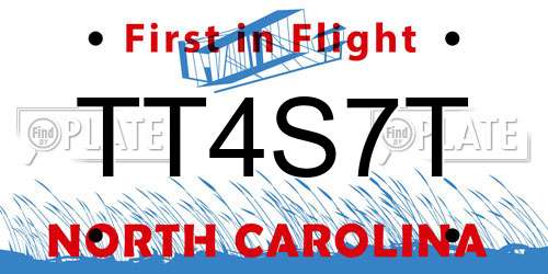 TT4S7T North Carolina License Plate