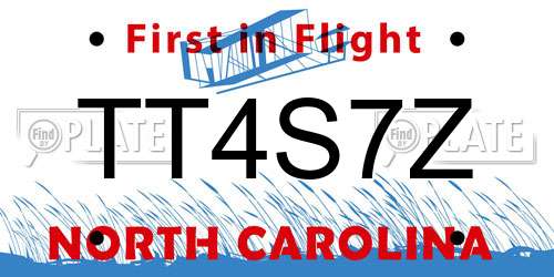 TT4S7Z North Carolina License Plate
