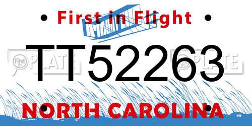 TT52263 North Carolina License Plate