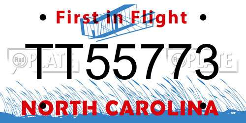 TT55773 North Carolina License Plate