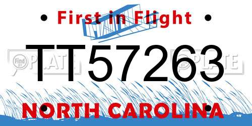 TT57263 North Carolina License Plate