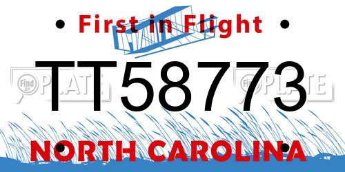 TT58773 North Carolina License Plate