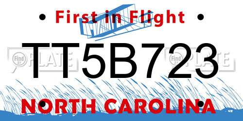 TT5B723 North Carolina License Plate