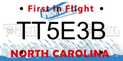 TT5E3B North Carolina License Plate