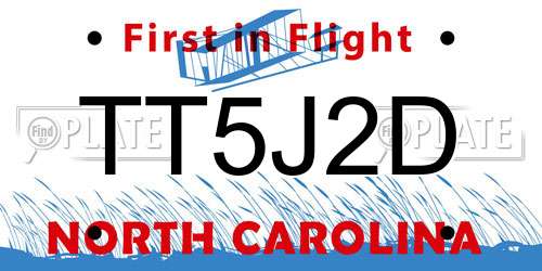 TT5J2D North Carolina License Plate