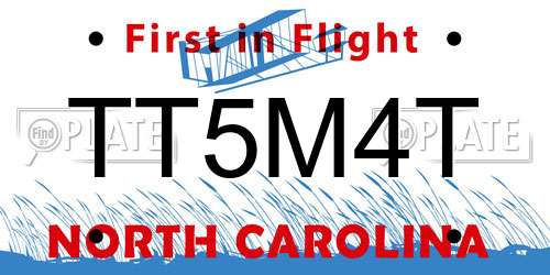 TT5M4T North Carolina License Plate